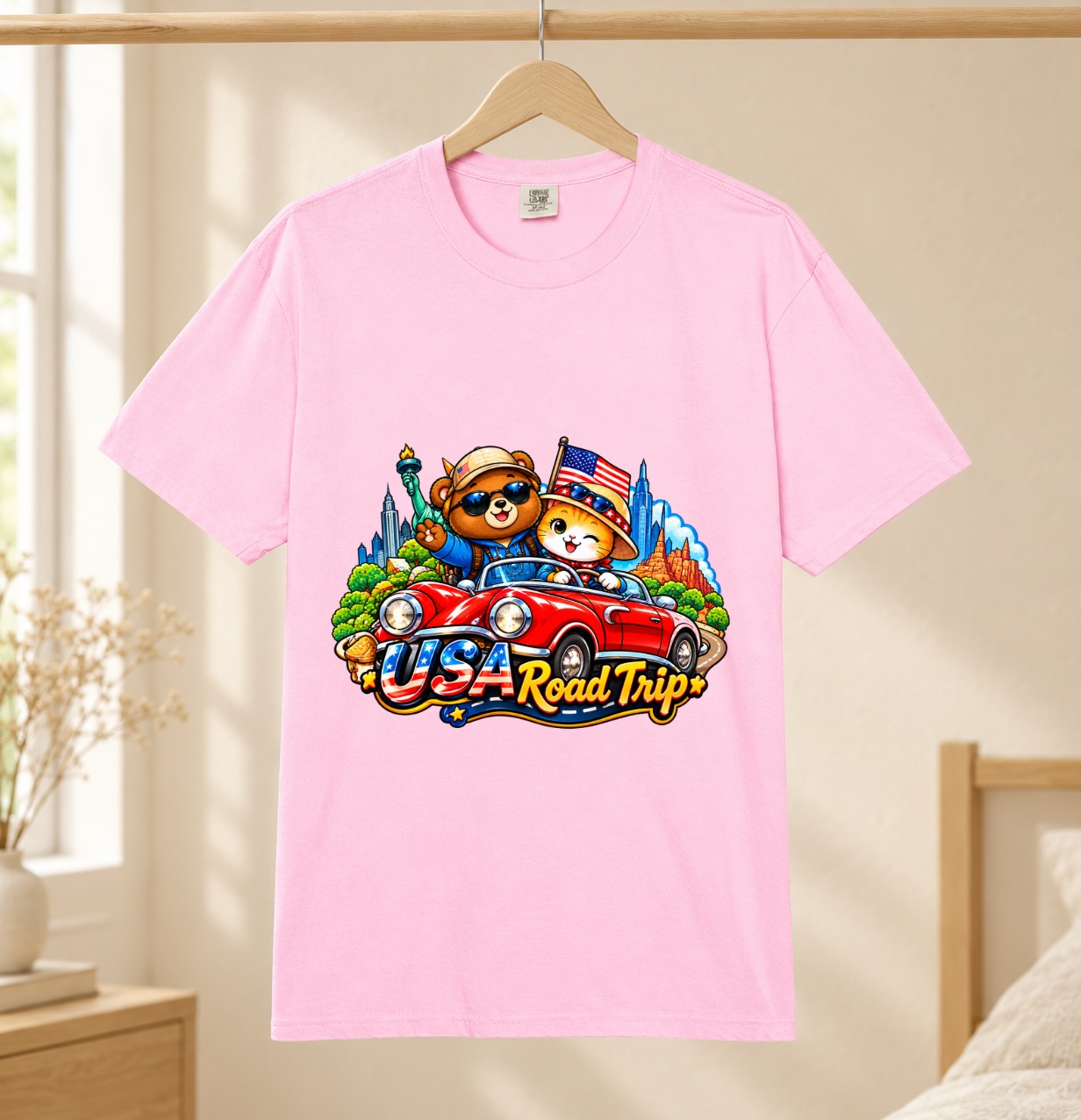XinChao.Asia USA Road Trip Comfort Colors Tee – Travel Animal Shirt