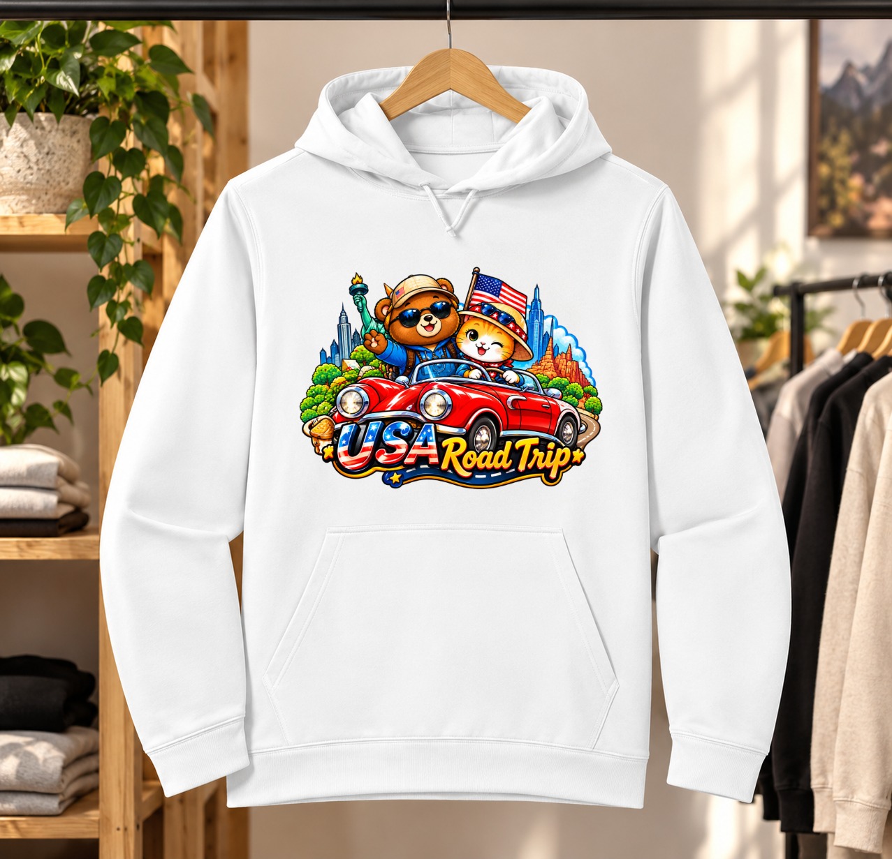 XinChao.Asia USA Road Trip Animal Hoodie - Travel Adventure