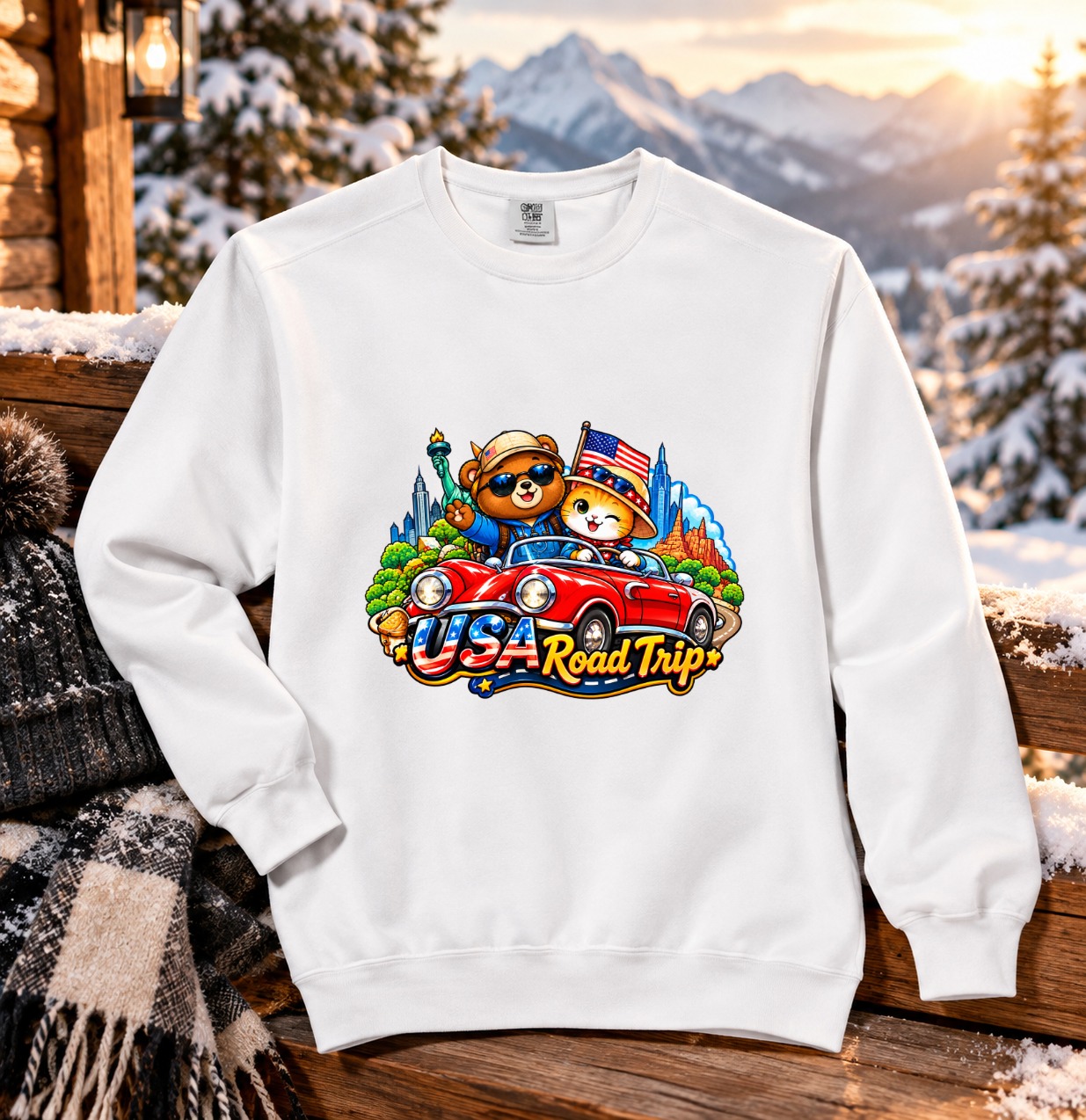 XinChao.Asia Animal Road Trip Sweatshirt Cozy Travel Crewneck