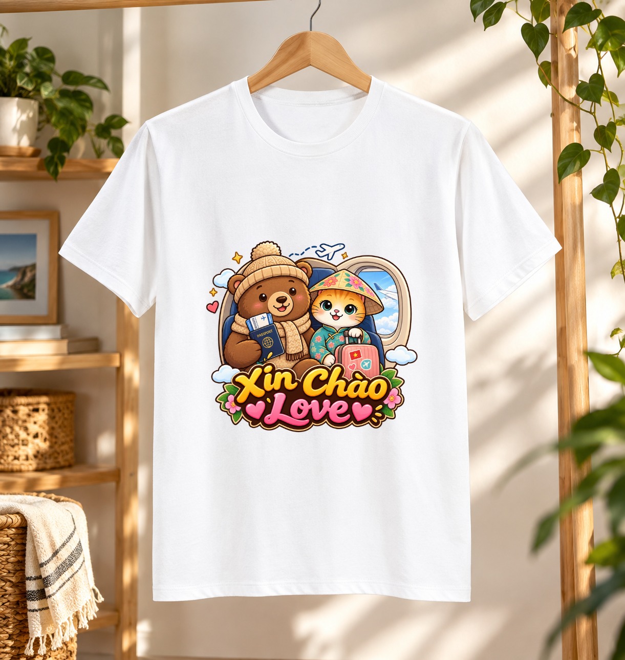 Camiseta de viaje lindo gato y oso Vietnam | XinChao.Asia